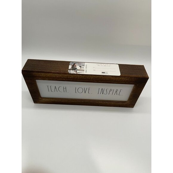 VHTF NWT Rae Dunn Teach Love Inspire Wooden Sign  Decor 12" x 4" - Picture 3 of 4